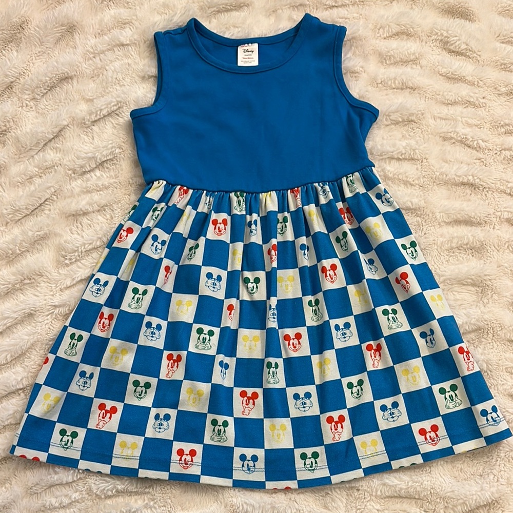 Hanna Andersson Blue and Multicolor Mickey Mouse Print Kids Dress